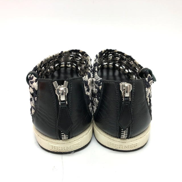 Hermes HERMES Slip-on Mesh  sneakers silk / Leather BlackBased/SilverHardware - view 4