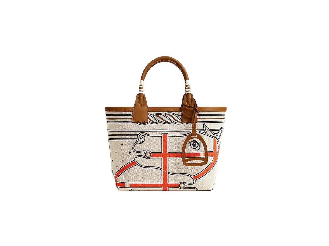 Hermes Hermes Steeple 25 Bag In H Plume Canvas And Quadrige Au Fil Motif With Palladium Plated Hardware