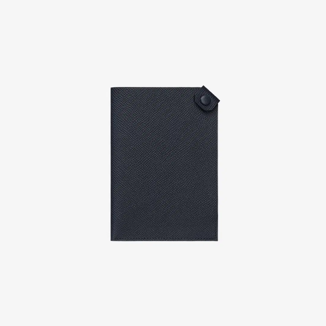 Hermes Hermes Tarmac Passport Holder Epsom & Palladium Bleu Indigo