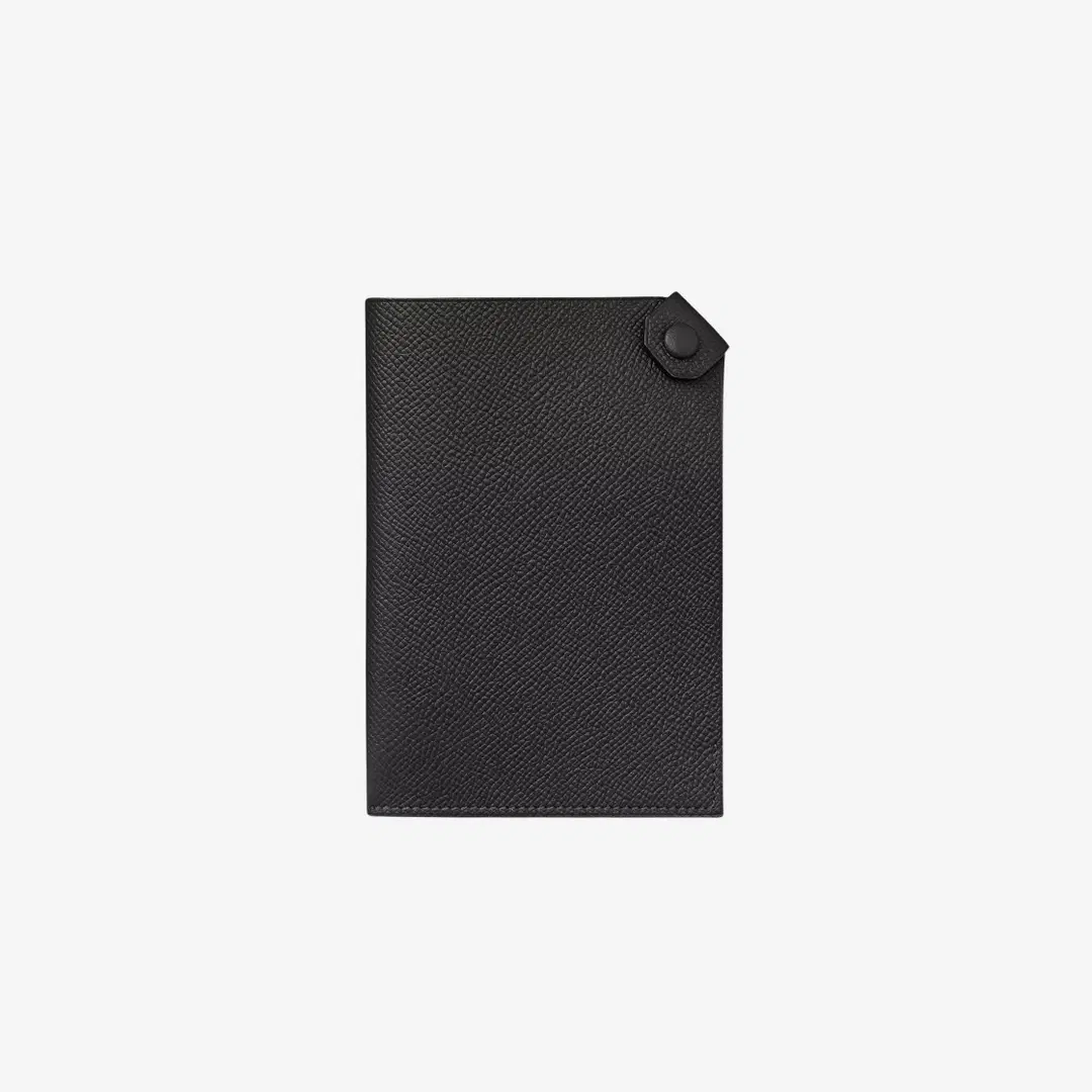 Hermes Hermes Tarmac Passport Holder Epsom & Palladium Noir