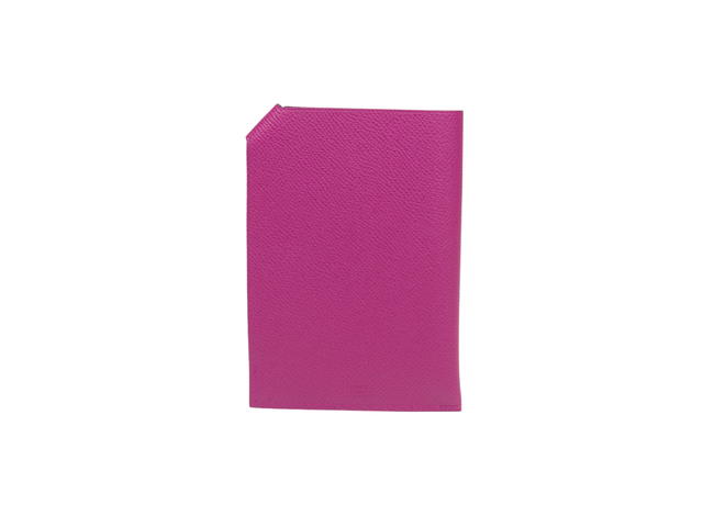 Hermes Hermes Tarmac Passport Holder In Epsom Calfskin With Contrasting Stitching And Palladium-Plated Snap Closure Pink Purple - view 2