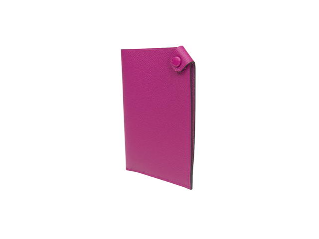 Hermes Hermes Tarmac Passport Holder In Epsom Calfskin With Contrasting Stitching And Palladium-Plated Snap Closure Pink Purple - view 3