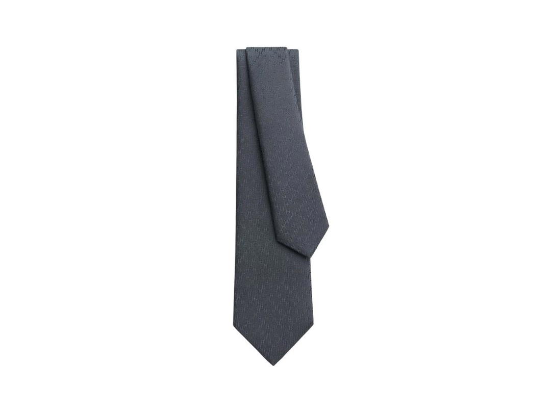 Hermes Hermes Tie 7 Faconnee New H Tie In Hand-Sewn Silk Twill Gris Foncé
