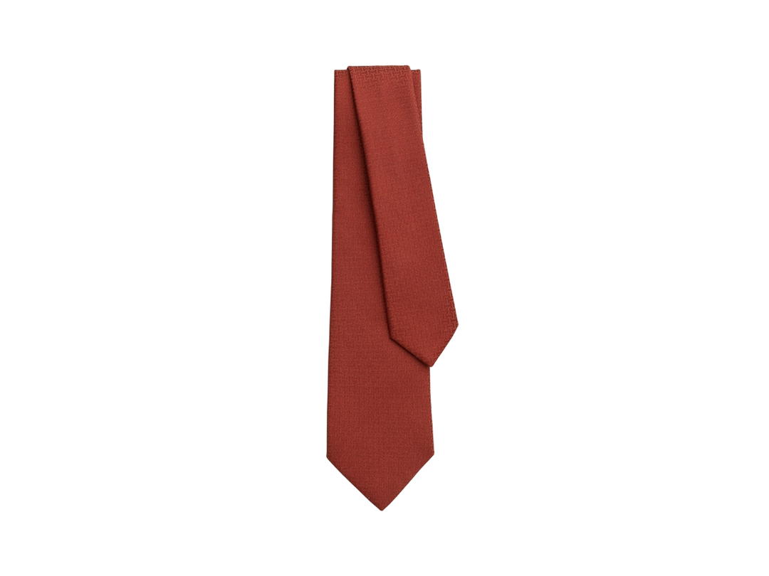 Hermes Hermes Tie 7 Faconnee Upside Down Tie In Hand-Sewn Silk Twill Rouge Basque