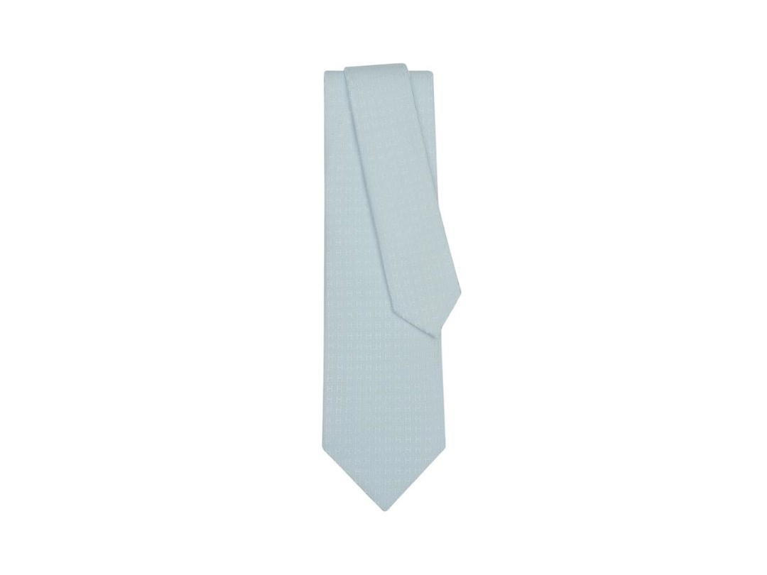 Hermes Hermes Tie Faconnee H In Hand-Sewn Silk Twill Bleu Nuage