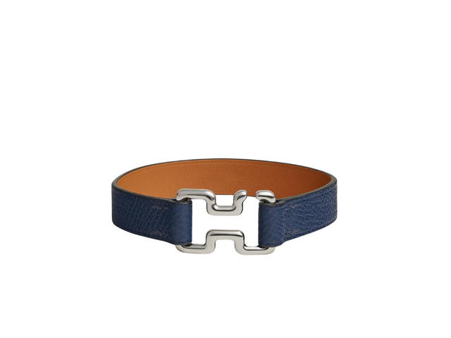 Hermes Hermes Tonight Bracelet In Epsom Calfskin With Stainless Steel Hardware Bleu Navy - view 2