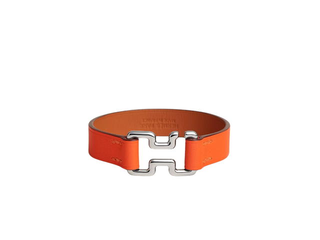 Hermes Hermes Tonight Bracelet In Swift Calfskin With Stainless Steel Hardware Orange Minium - view 2