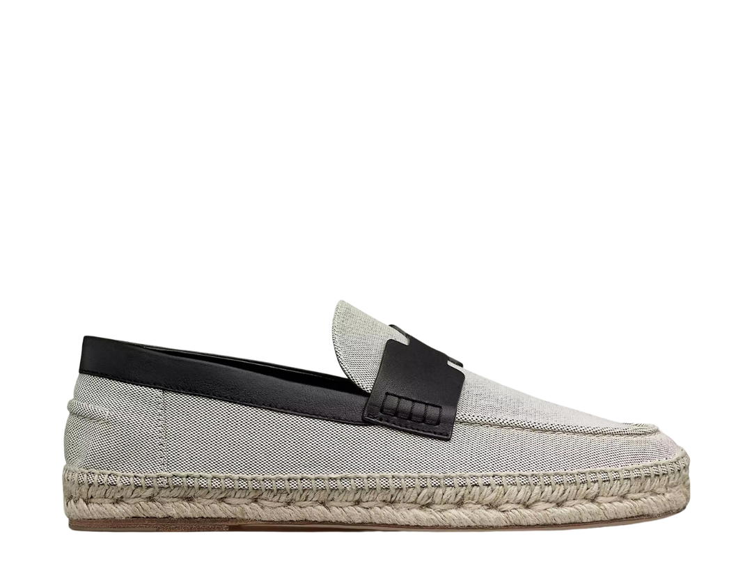 Hermes Hermes Trip Espadrille In H Canvas And Calfskin With Rope Sole Prunoir Noir