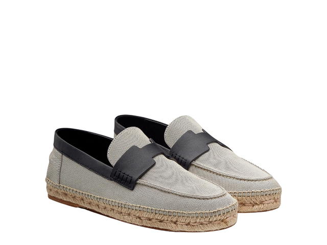 Hermes Hermes Trip Espadrille In H Canvas And Calfskin With Rope Sole Prunoir Noir - view 2