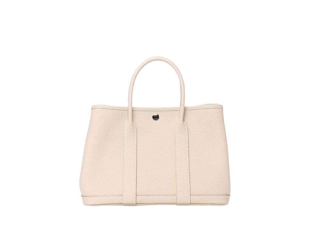 Hermes Hermes Vache Country Garden Party 30 TPM In Grained Calfskin Leather With Silver Hardware Craie