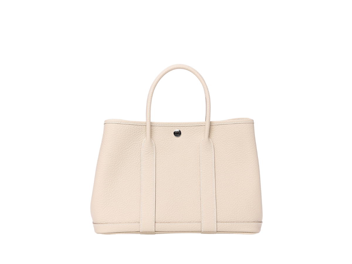 Hermes Hermes Vache Country Garden Party 30 TPM In Grained Calfskin Leather With Silver Hardware Craie