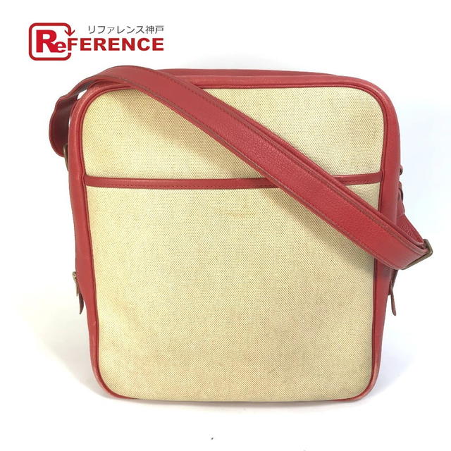 Hermes HERMES victoria square bag shawl Shoulder Bag Toile H / Leather Beige/Red - view 1