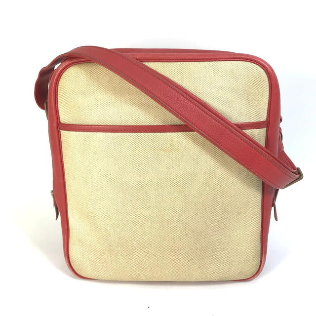 Hermes HERMES victoria square bag shawl Shoulder Bag Toile H / Leather Beige/Red - view 2