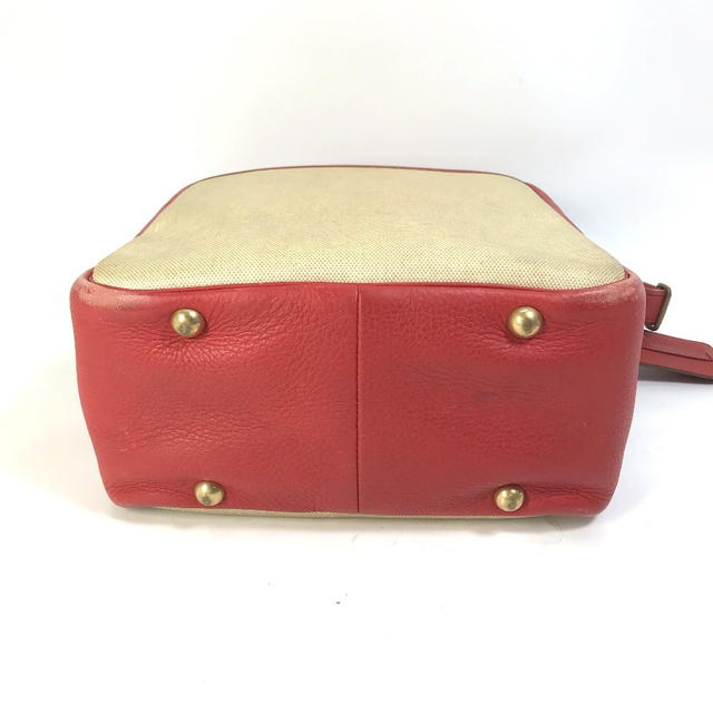 Hermes HERMES victoria square bag shawl Shoulder Bag Toile H / Leather Beige/Red - view 5