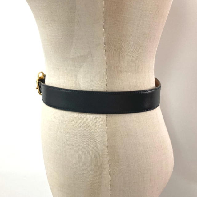 Hermes HERMES vintage logo belt Boxcalf Black/Gold - view 4