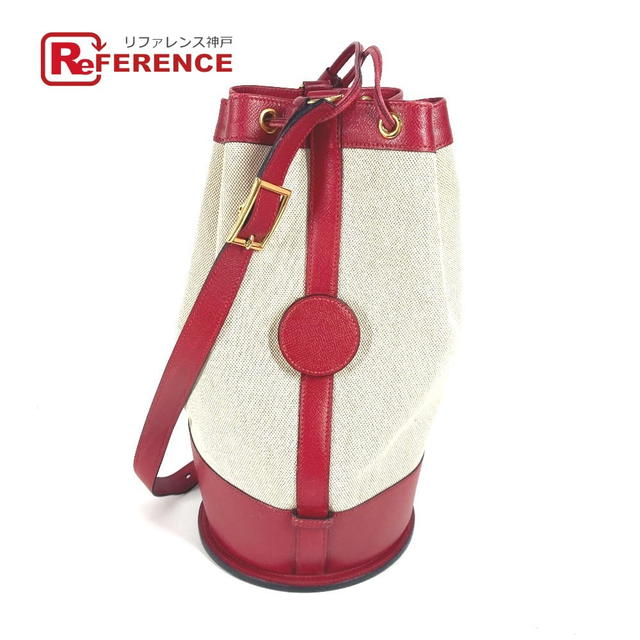 Hermes HERMES vintage Standy Crossbody Drawstring Shoulder Bag Leather/Canvas Red/Beige - view 1