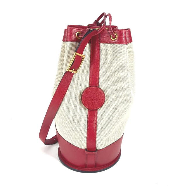 Hermes HERMES vintage Standy Crossbody Drawstring Shoulder Bag Leather/Canvas Red/Beige - view 2