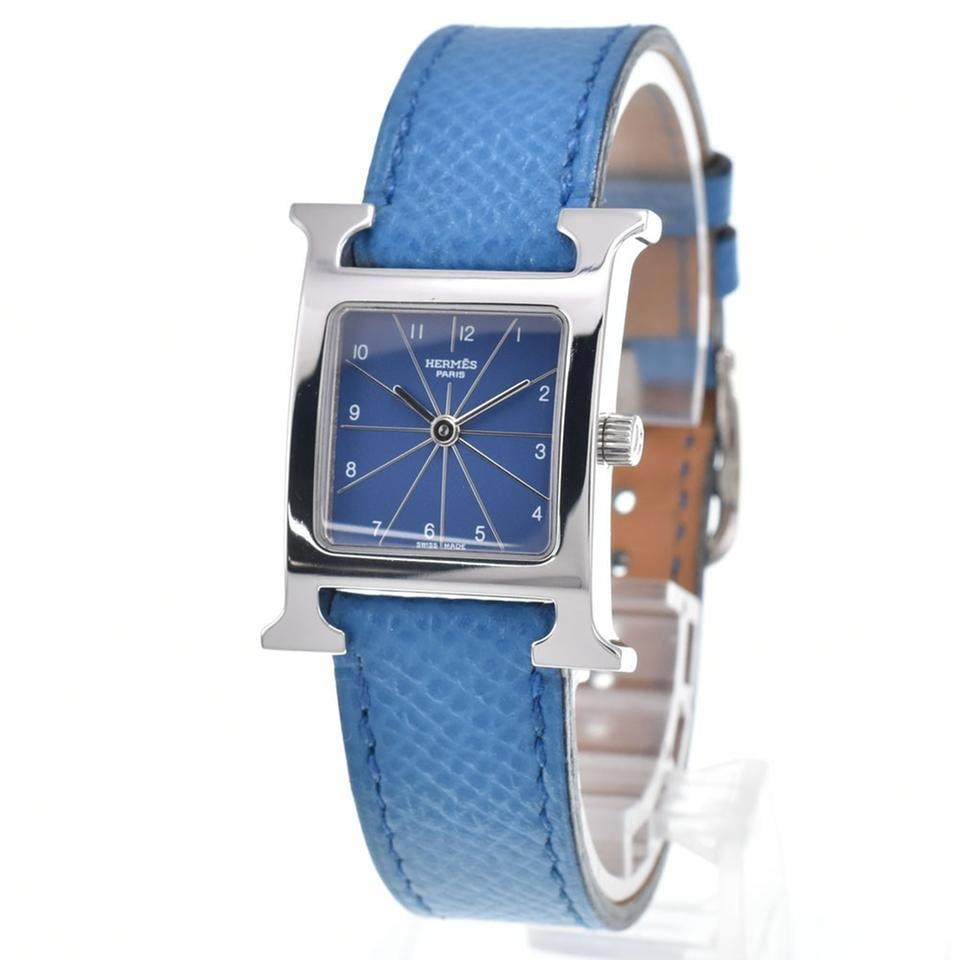 Hermes Hermes Heure H HH1.210 Cream Sunray Dial Blue Leather