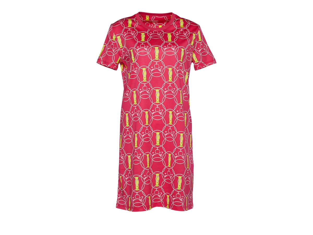 Hermes Hermes Promenade du Matin Print Cotton Shift Dress Pink