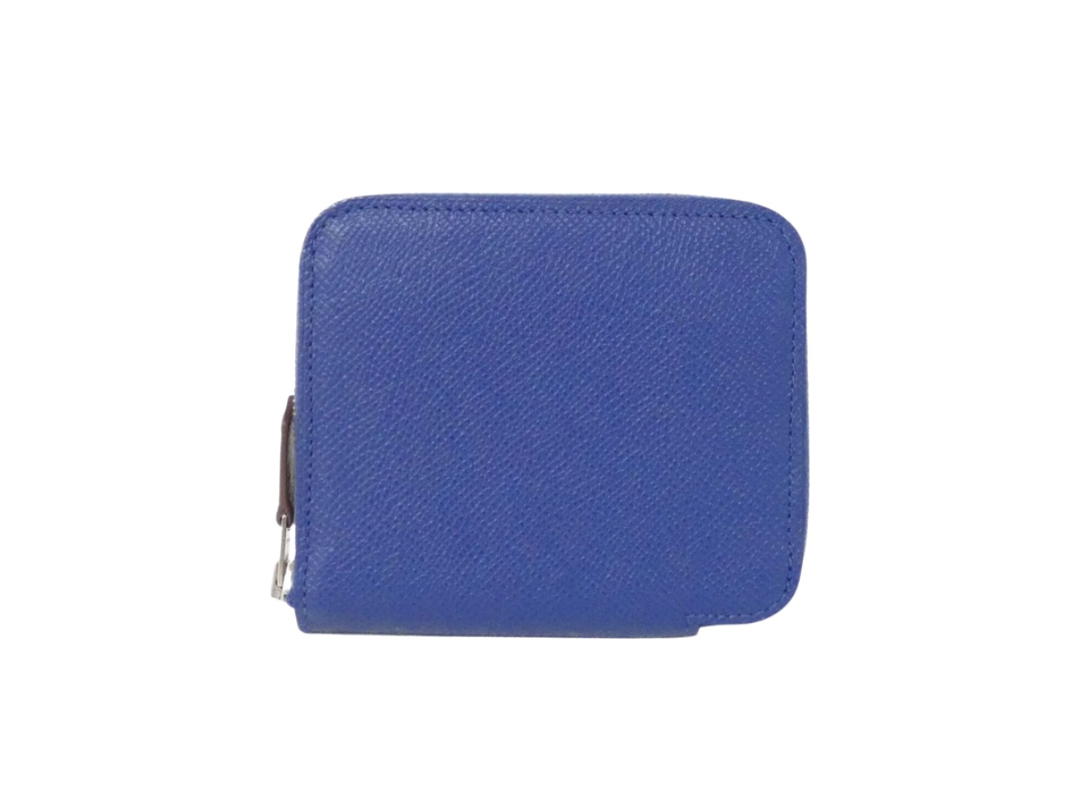 Hermes Hermes Brides de Gala Fantome Pois Silk In Compact Epsom Silk Wallet Blue Brighton