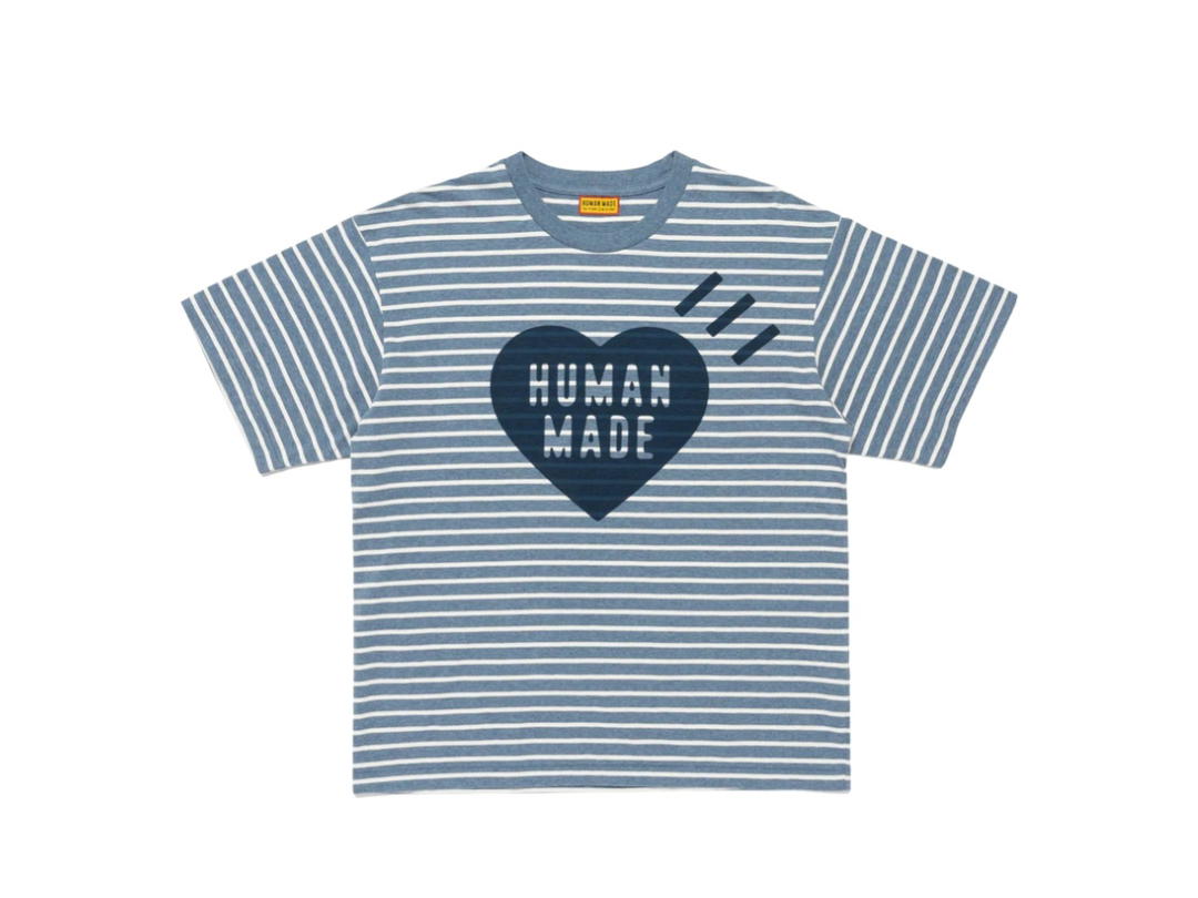 Human Made Human Made Heart Striped T-Shirt Blue