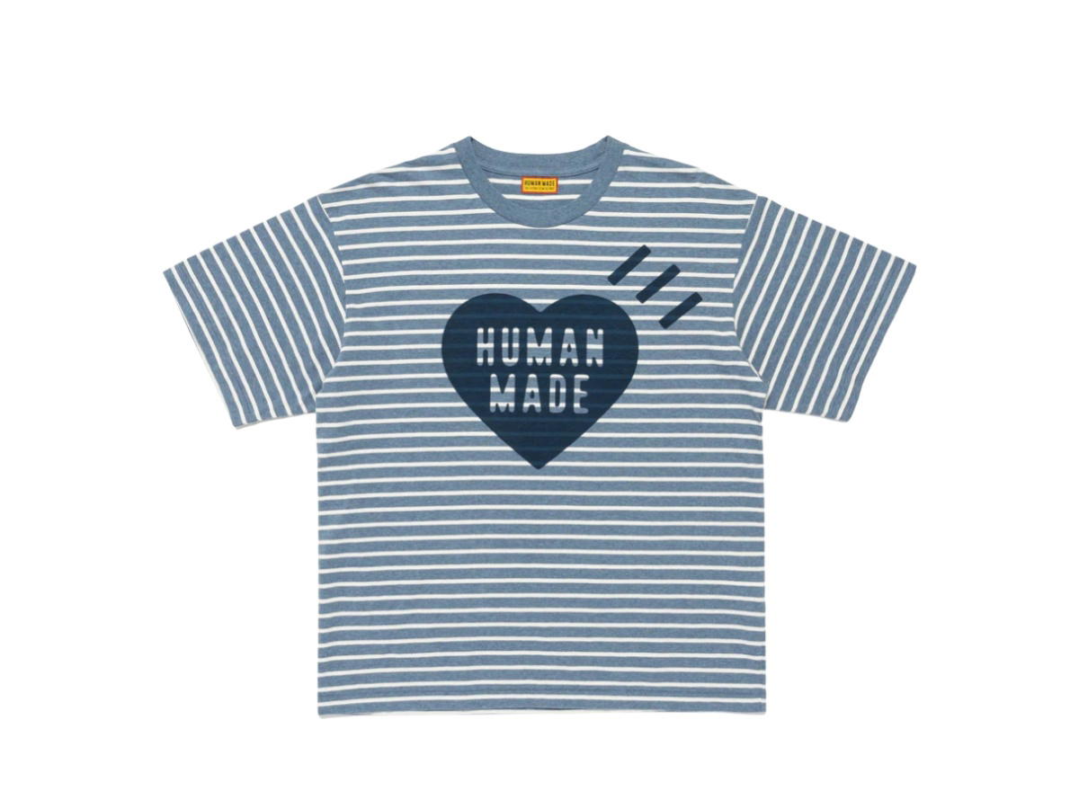 Human Made Human Made Heart Striped T-Shirt Blue