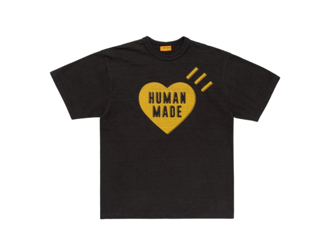 Human Made Human Made Yellow Iconic Heart Logo Graphic T-Shirt Black