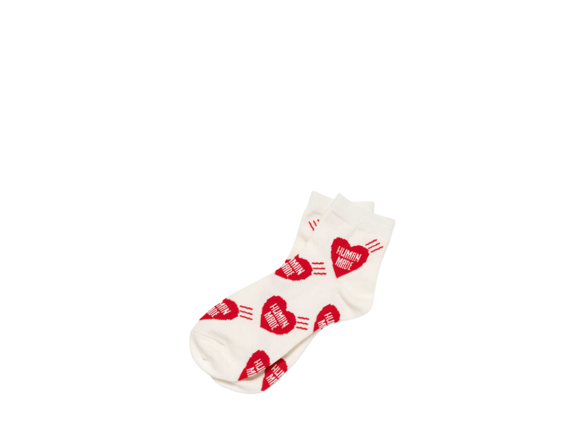 Buy HUMAN MADE Heart Short Socks White at Sasom – Authentic and Ready to Ship