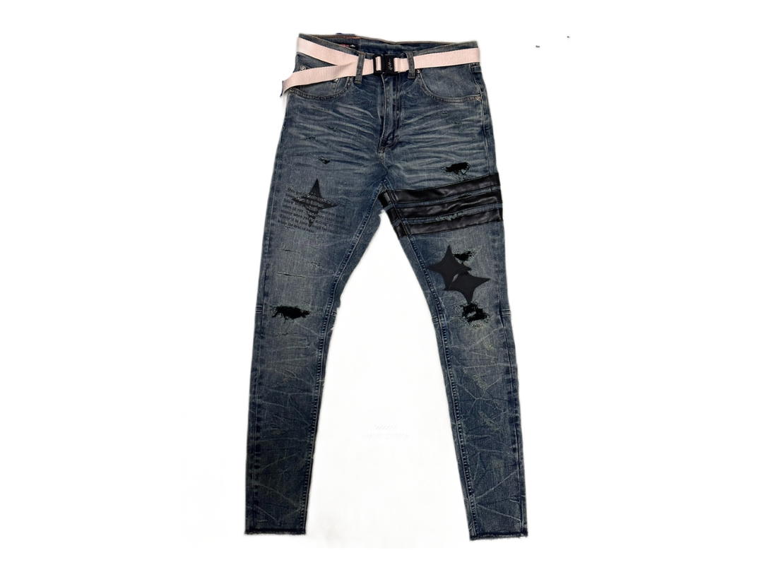 Hold’em Denim Hold’em Denim Black Destroyed Jeans (Diamond Leather Patch)