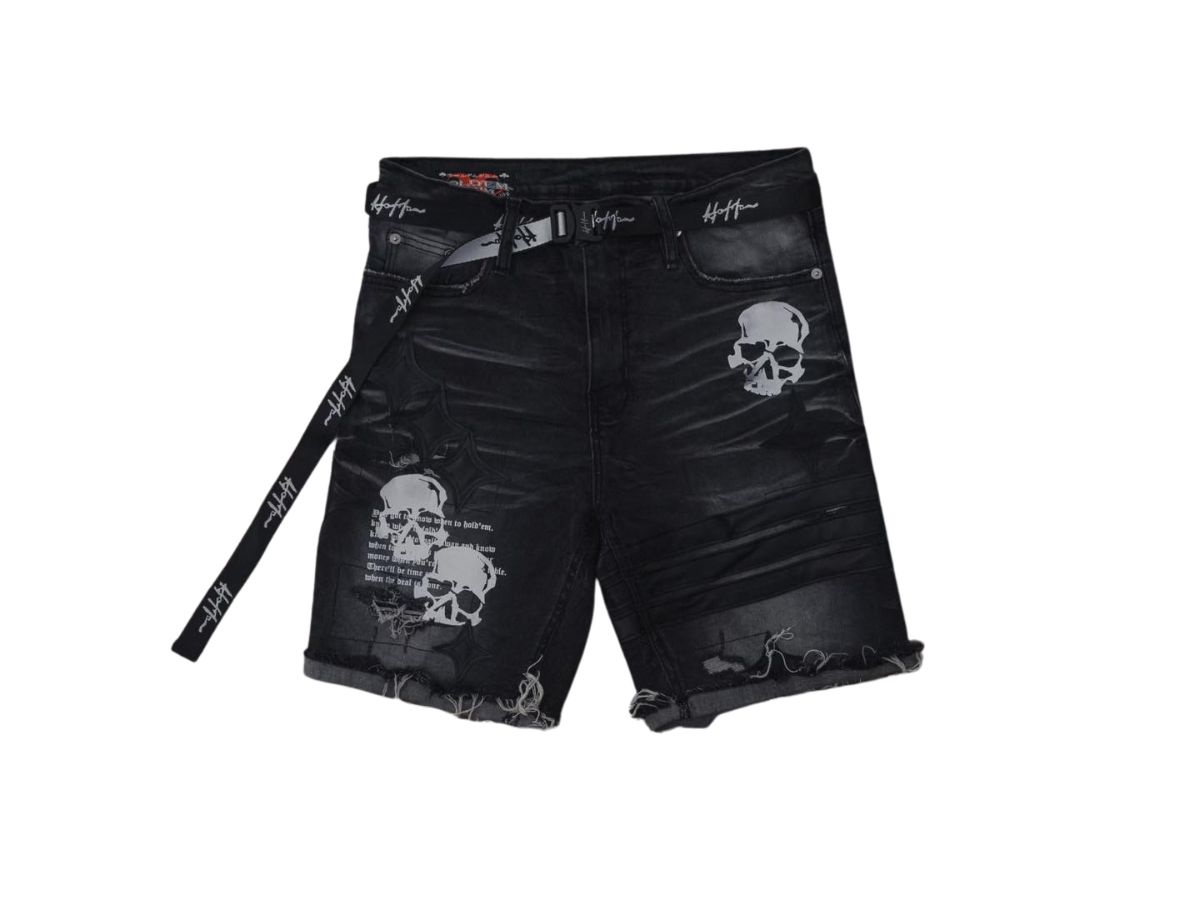 Hold’em Denim Hold’em Denim Black Oct. Destroyed Denim Shorts All Black (2022)