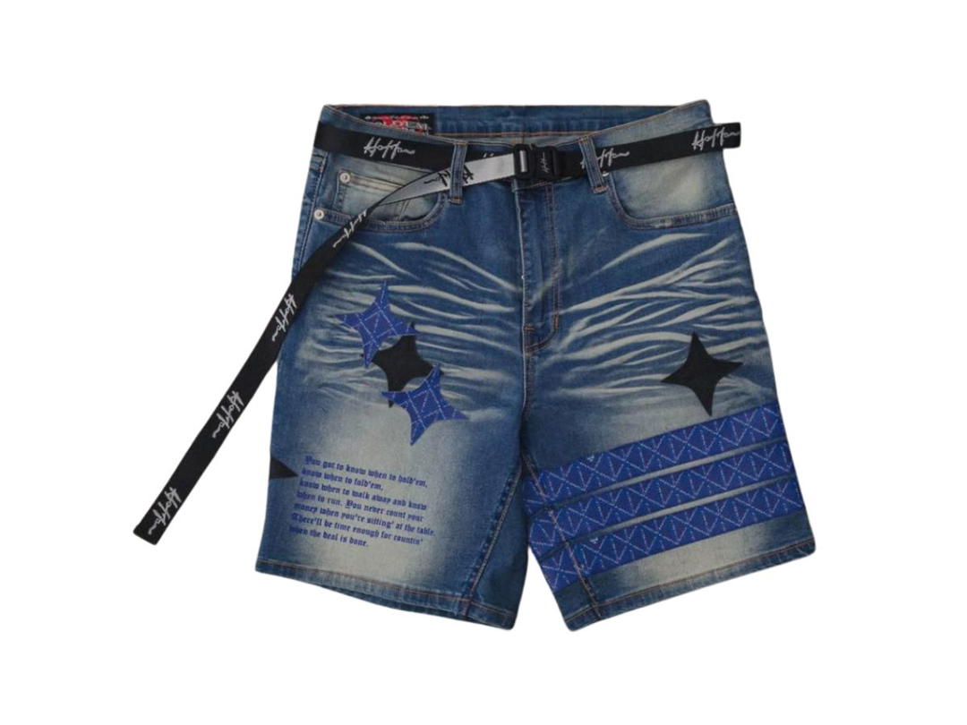 Hold’em Denim Hold’em Denim Dark Blue Monogram Strap Washed Denim Jeans