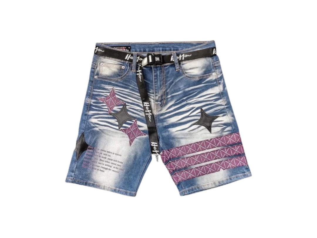 Hold’em Denim Hold’em Denim Purple H8 Casino Monogram Washed Denim Shorts