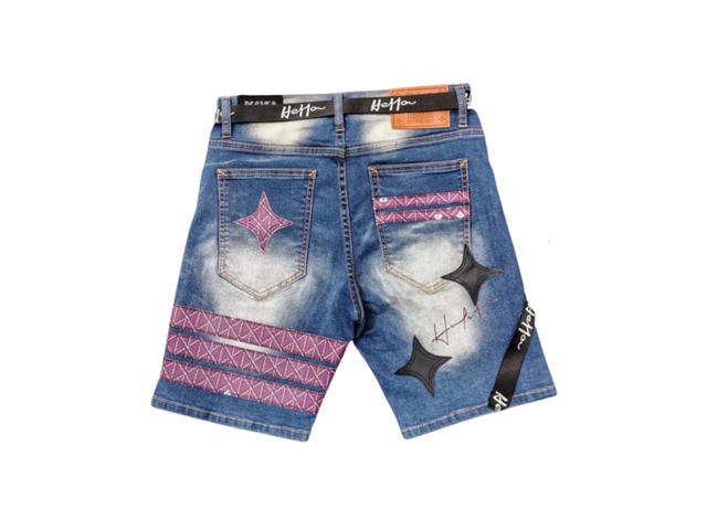Hold’em Denim Hold’em Denim Purple H8 Casino Monogram Washed Denim Shorts - view 2