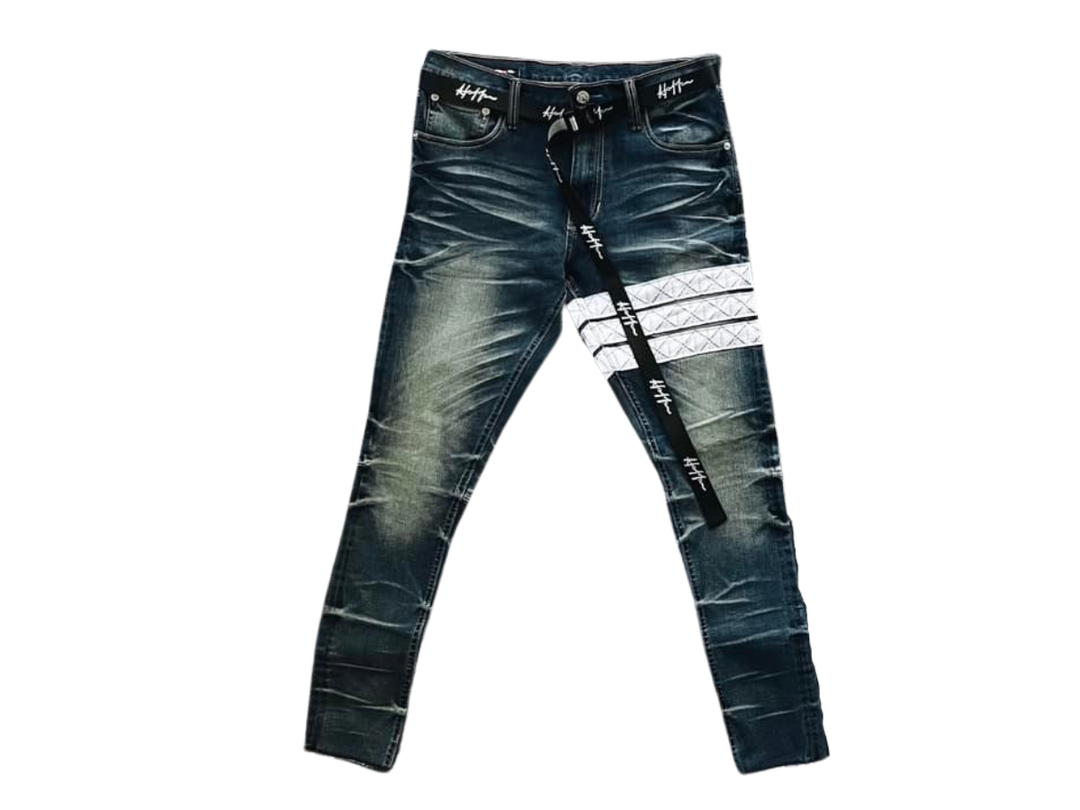 Hold’em Denim Hold’em Denim Rust Washed Jeans White H8 Monogram Strap