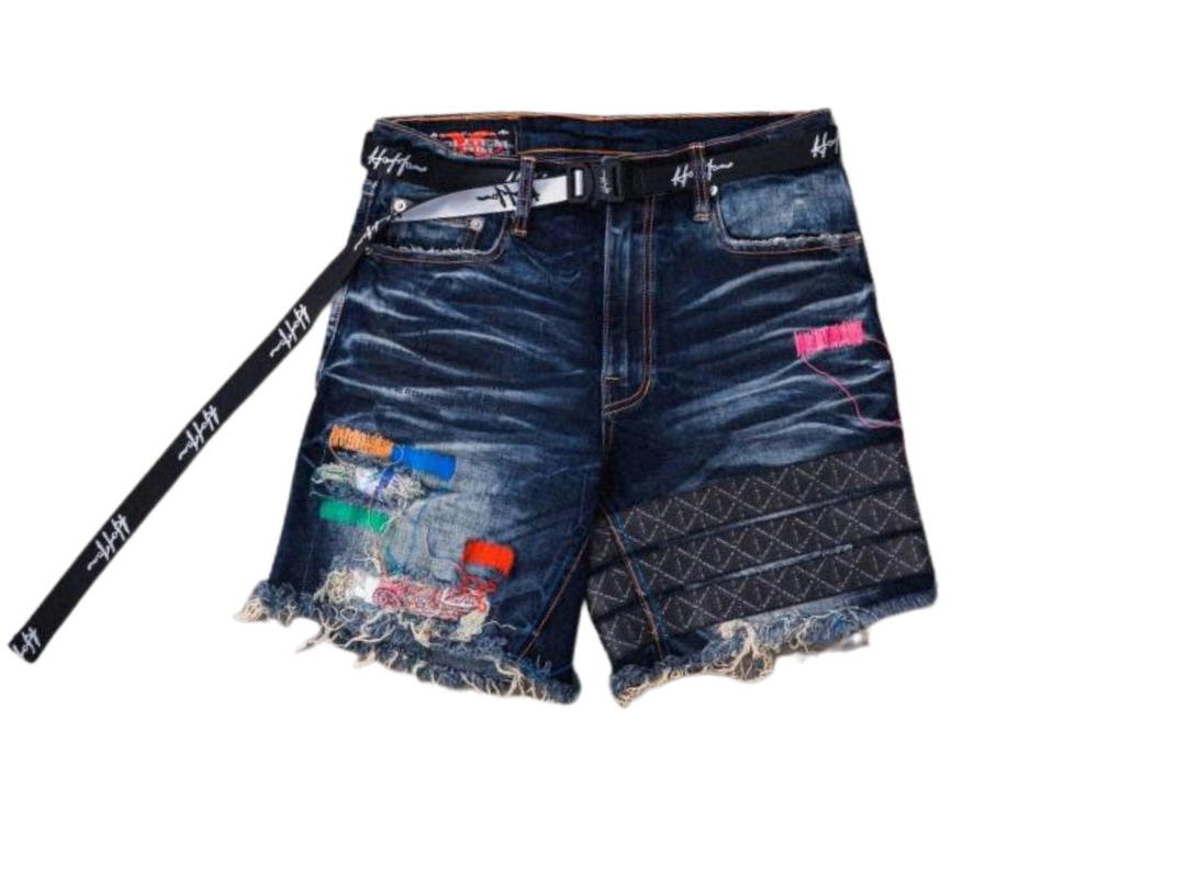 Hold’em Denim Hold’em Denim White H8 Casino Monogram Destroyed Denim Shorts (2022)