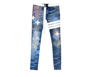 Buy Hold’em Denim White Leather Patch Knee Destroyed Jeans Blue and White Diamond at Sasom – Authentic and Ready to Ship