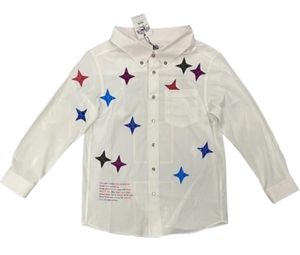 Buy Hold’em Denim White Oversize Shirt Multicolor Diamond Leather Patch at Sasom – Authentic and Ready to Ship