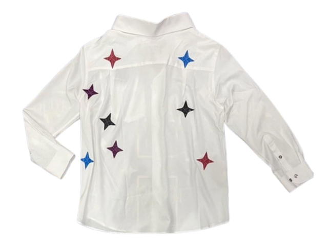 Hold’em Denim Hold’em Denim White Oversize Shirt Multicolor Diamond Leather Patch - view 2