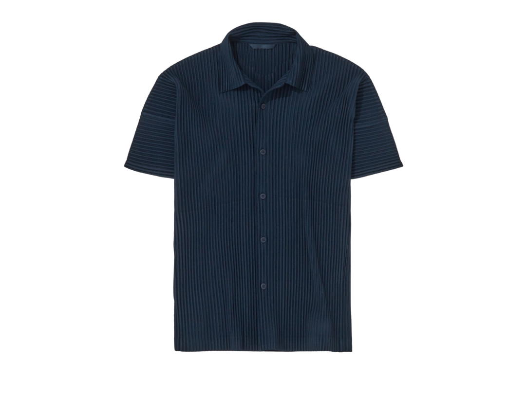 Homme Plisse Issey Miyake Homme Plisse Issey Miyake Micro-Pleated Short Sleeved Shirt Deep Indigo