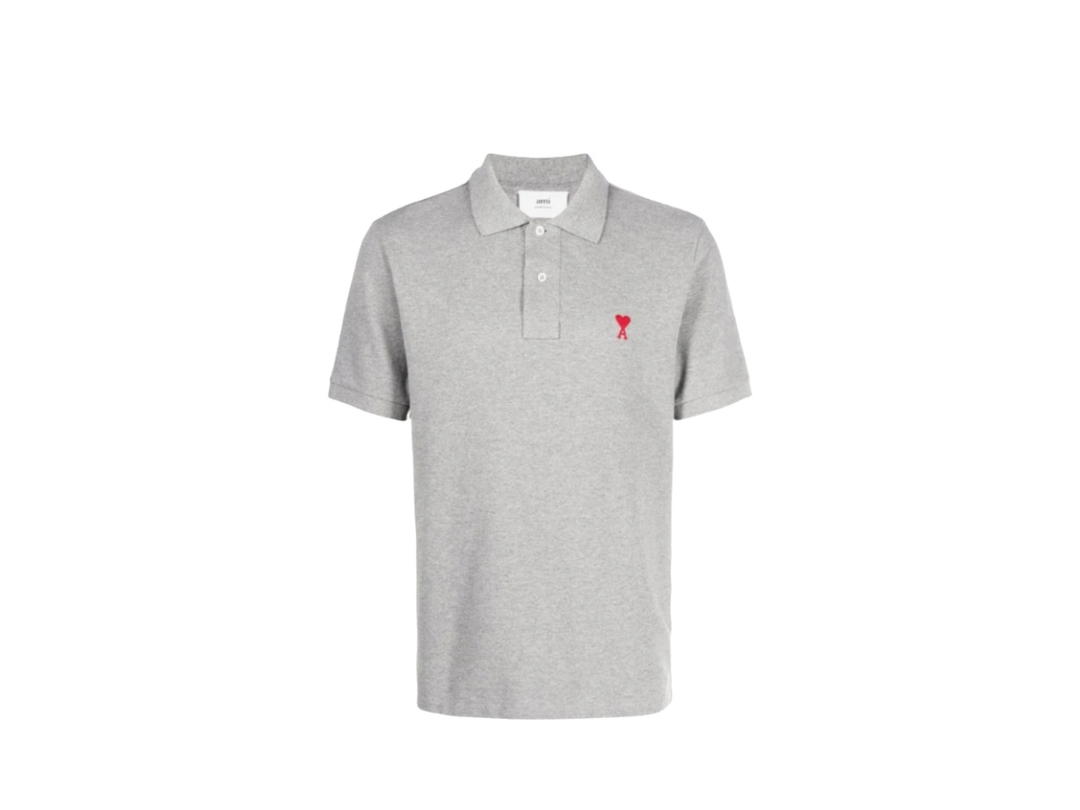 Ami Paris AMI de Coeur Polo Shirt Heather Grey
