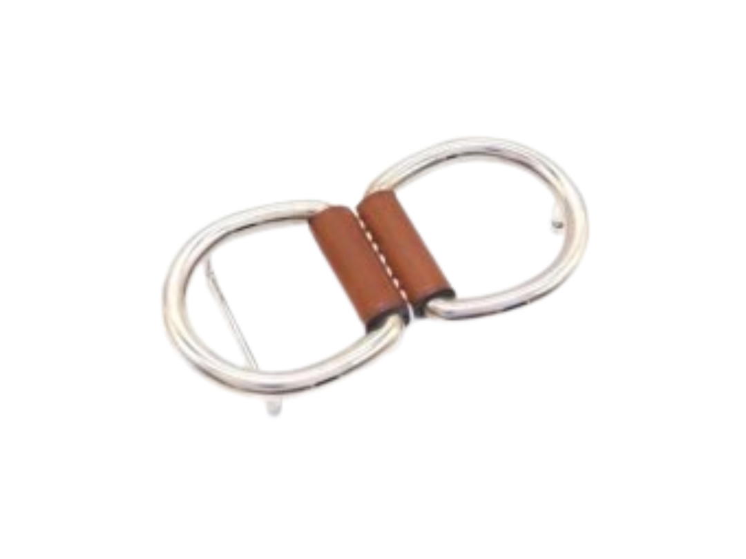 Hermes Hermes Buckle Head Belt In Leather Camel With Silver Hardware
