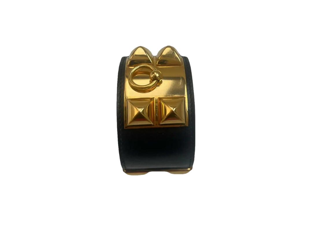 Hermes Hermes Collier De Chien Leather Bracelet Black