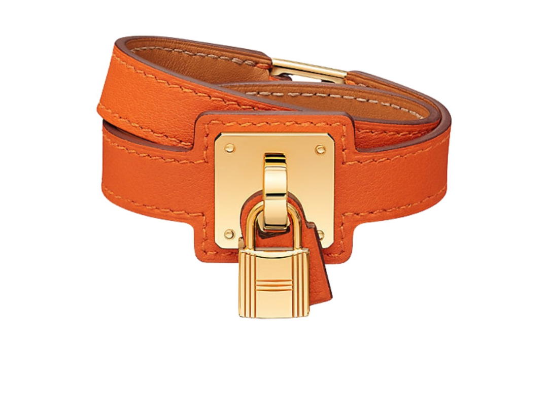 Hermes Hermes O'Kelly Bracelet T2 In Soft Calfskin Leather With Gold Plated Hardware Rouge De Cœur
