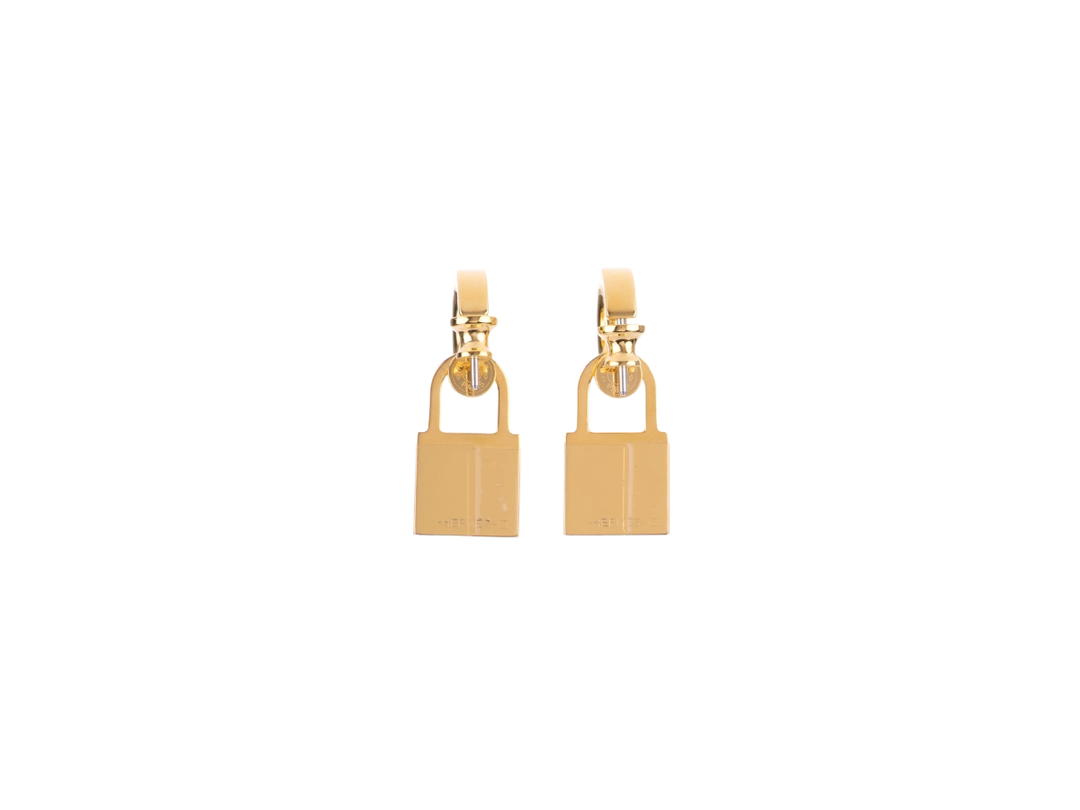 Hermes Hermes O'KELLY Earrings Palladium Etoupe Leather Gold