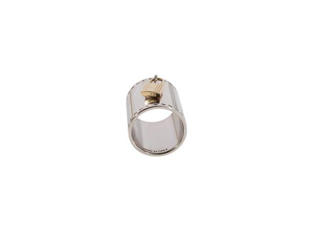 Hermes Hermes Palladium Plated Permabrass Cadenas Charm Scarf Ring Silver Gold - view 3