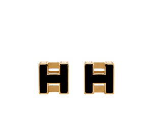 Buy Hermes Lacquered Cage d'H Earrings Black at Sasom – Authentic and Ready to Ship