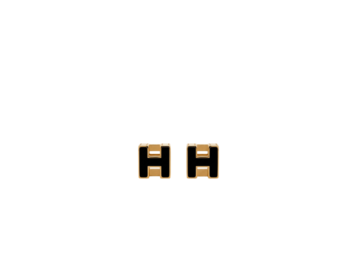 Hermes Hermes Lacquered Cage d'H Earrings Black