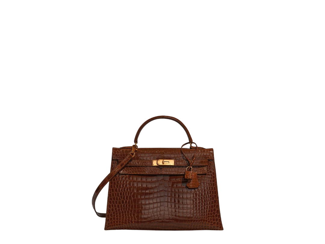 Hermes Hermes Kelly 32 Porosus Crocodile Etrusque Brown