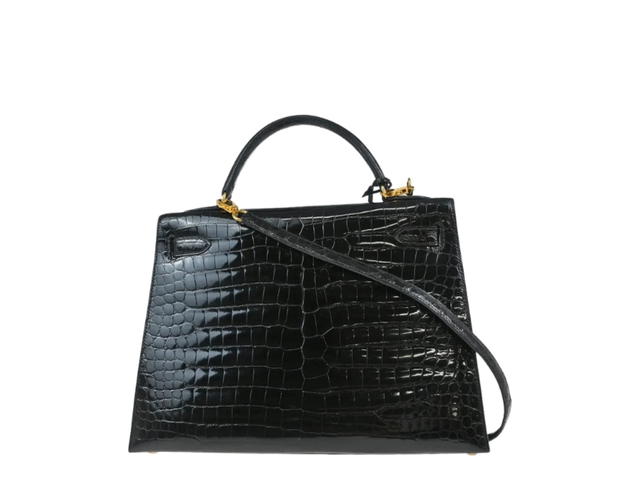 Hermes Hermes Kelly 32 Porosus Crocodile Leather Black - view 2