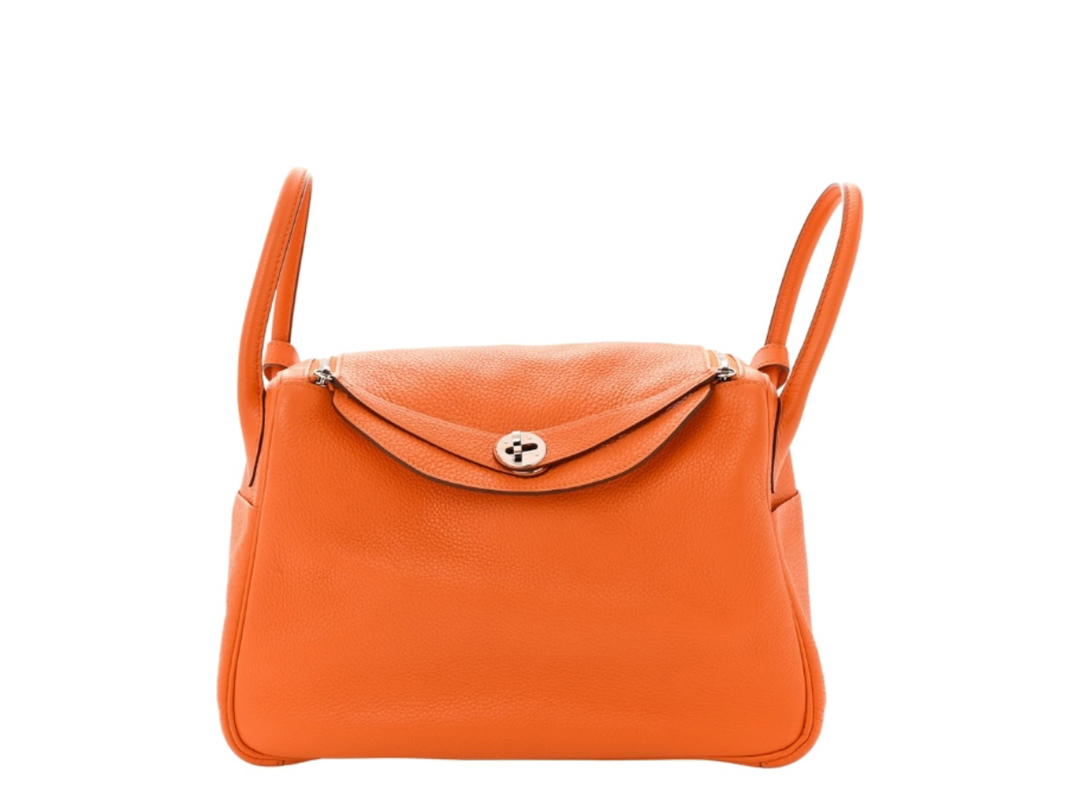 Hermes Hermes Lindy 30 In Orange Taurillon Clemence With Silver Hardware